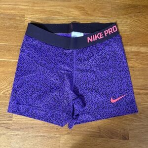 Nike Pro Purple and Pink Patterned Shorts